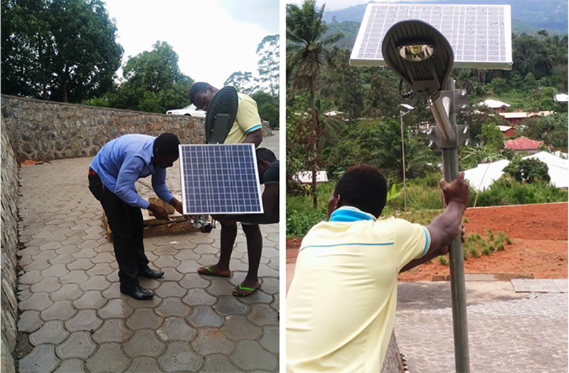 2017年 Cameroon 喀麦隆 6M60W太阳能路灯 宝剑灯安装